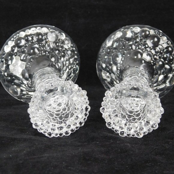 PartyLite Tiny Bubbles Taper Pair 4" Clear Candle Holders P7718 New in Box - Picture 5 of 12